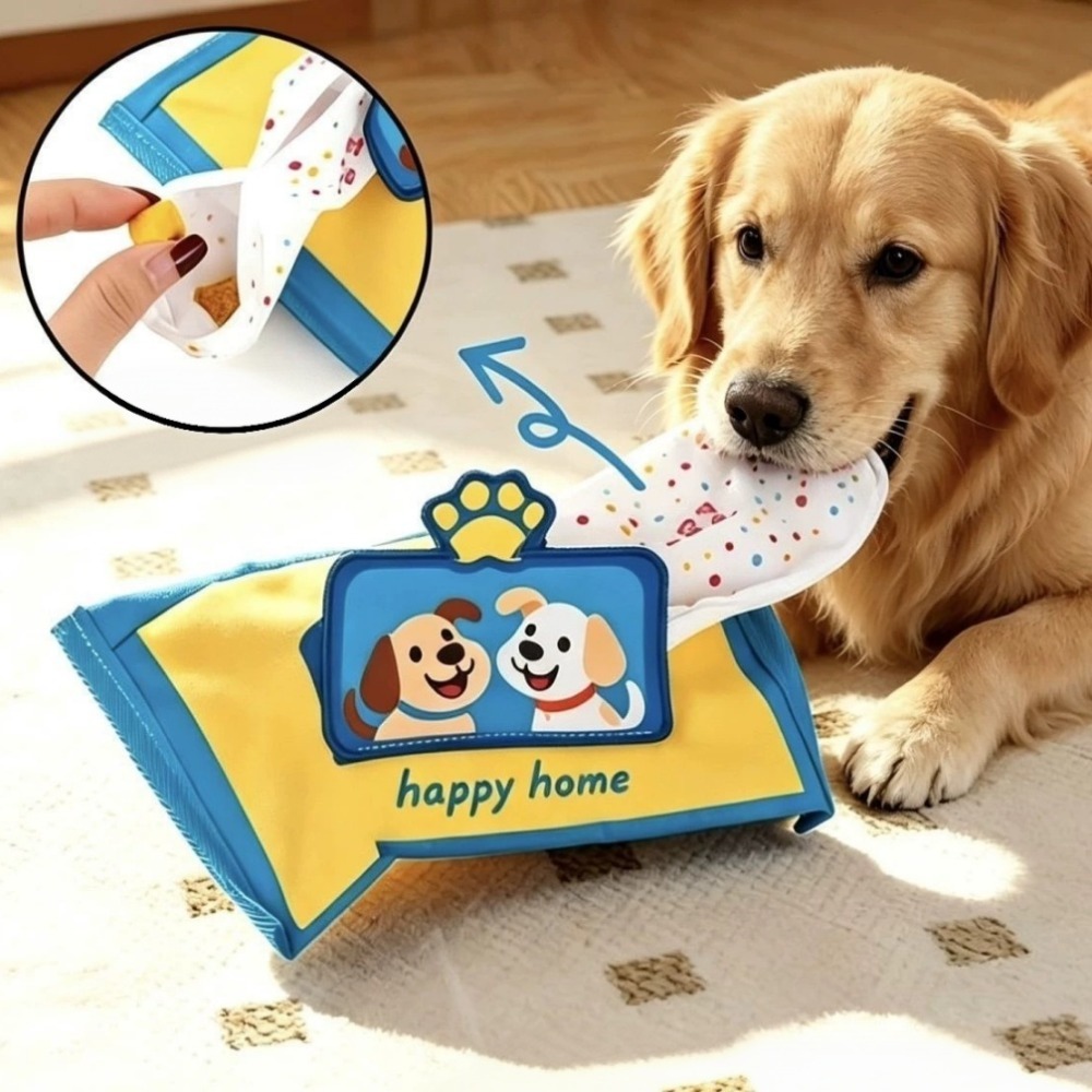 Interactive Squeaky Plush Dog Toy - Boîte à mouchoirs pour chien, jouet